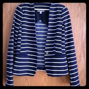 Nautical-Style Navy & White Blazer (Size 6).